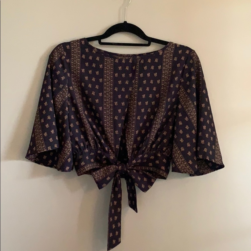 Flutter Sleeve Tie Back Blouse